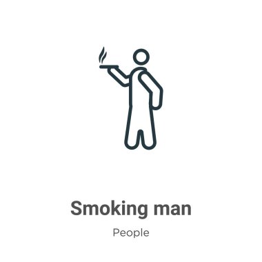 Sigara içen adam vektör ikonu. İnce çizgi siyah sigara içen adam simgesi, düz vektör basit element illüstrasyonu düzenlenebilir insan kavramından beyaz arkaplanda izole edilmiş vuruş