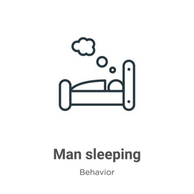 Man sleeping outline vector icon. Thin line black man sleeping icon, flat vector simple element illustration from editable behavior concept isolated stroke on white background