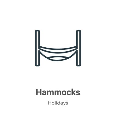 Hammocks ana hat vektör simgesi. İnce çizgi siyah hamak simgesi, düz vektör basit element illüstrasyonuName