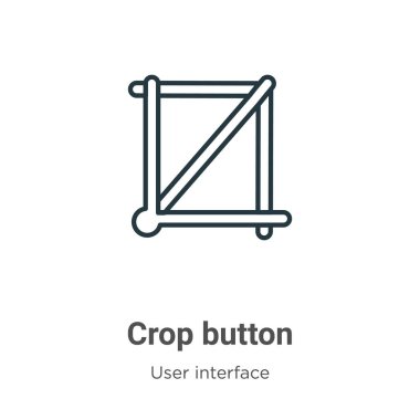 Kırpma tuşu ana hatlı vektör simgesi. İnce çizgi siyah kırpma düğmesi simgesi, düz vektör basit element gösterimi düzenlenebilir kullanıcı arayüzü kavramından beyaz arkaplanda izole edilmiş vuruş