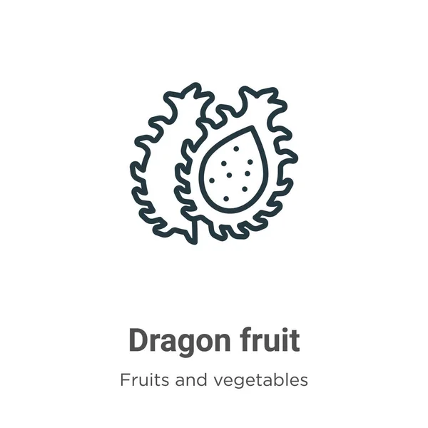 ドラゴンフルーツアウトラインベクトルアイコン 薄いライン黒龍フルーツアイコン フラットベクトルシンプルな要素イラストから編集可能な果物や野菜のコンセプト白の背景に孤立ストローク — ストックベクタ