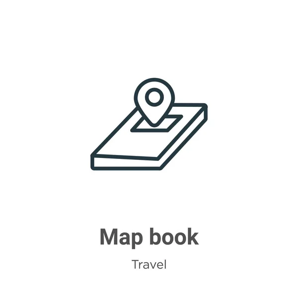Ikona Mapování Osnovy Knihy Tenká Čára Černá Mapa Ikona Knihy — Stockový vektor