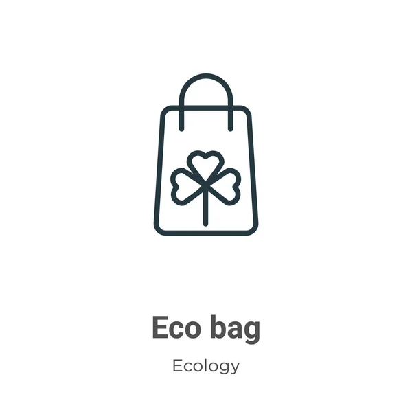 Eco Bag Obrys Ikony Vektoru Tenká Čára Černá Eko Taška — Stockový vektor