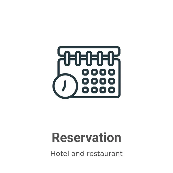 Icône Vectorielle Contour Réservation Ligne Mince Icône Réservation Noire Vecteur — Image vectorielle
