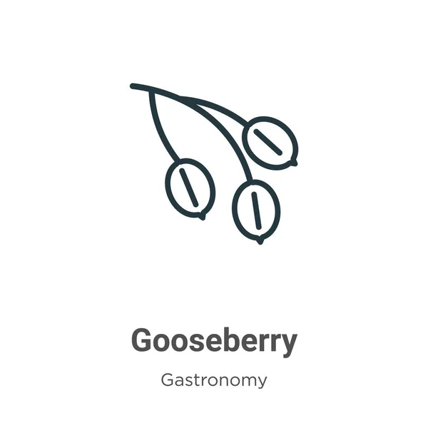 Εικονίδιο Διανύσματος Περιγράμματος Gooseberry Λεπτή Γραμμή Μαύρο Εικονίδιο Φραγκοστάφυλο Επίπεδη — Διανυσματικό Αρχείο