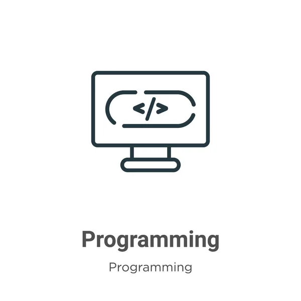 Icono Vector Esquema Programación Icono Programación Negro Línea Delgada Ilustración — Archivo Imágenes Vectoriales