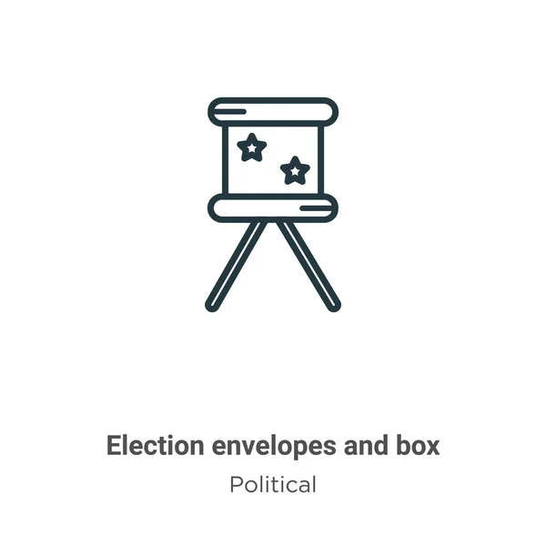 選挙エンベロープとボックスアウトラインベクトルアイコン 細い線黒の選挙封筒とボックスのアイコン 白の編集可能な政治的概念孤立ストロークからフラットベクトルシンプルな要素イラスト — ストックベクタ