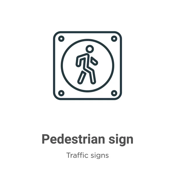 Pedestrian Sign Outline Vector Icon Thin Line Black Pedestrian Sign — Stock Vector