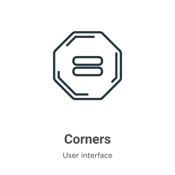 Corners Outline Vector Icon Thin Line Black Corners Icon Flat — Stock Vector