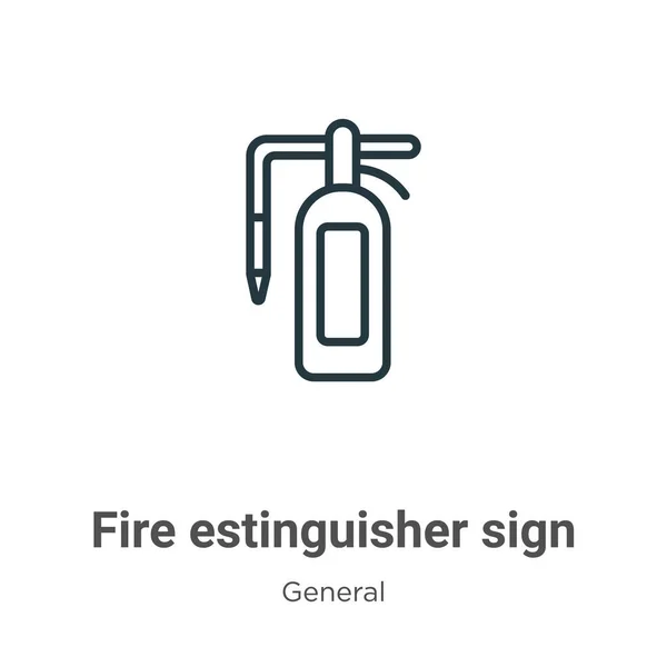 火災消火器のサインアウトラインベクトルアイコン 細い線黒火の消火器のサインアイコン 白の背景に編集可能な一般的な概念分離ストロークからフラットベクトルシンプルな要素イラスト — ストックベクタ