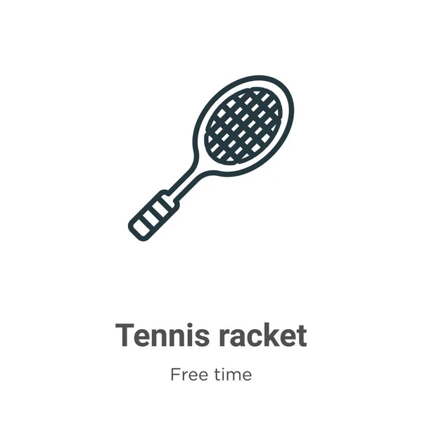 Tennisracket Kontur Vektor Ikon Tunn Linje Svart Tennis Racket Ikon — Stock vektor