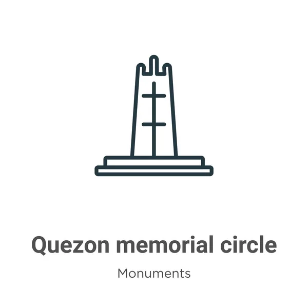 Quezon Memorial Círculo Contorno Vetor Ícone Linha Fina Preto Quezon — Vetor de Stock