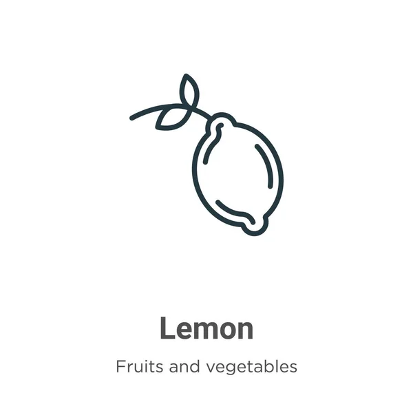 Lemon Outline Vector Icon Thin Line Black Lemon Icon Flat — Stock Vector