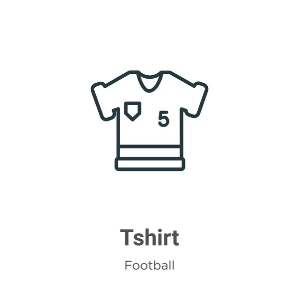 Tシャツの輪郭ベクトルアイコン 細い線黒のTシャツのアイコン 白い背景に編集可能なサッカーの概念孤立ストロークからフラットベクトルシンプルな要素イラスト — ストックベクタ
