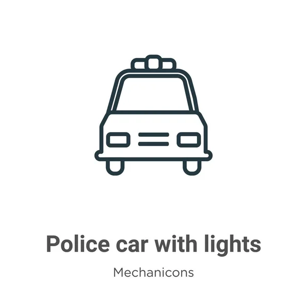 Polisbil Med Ljus Kontur Vektor Ikon Tunn Linje Svart Polisbil — Stock vektor