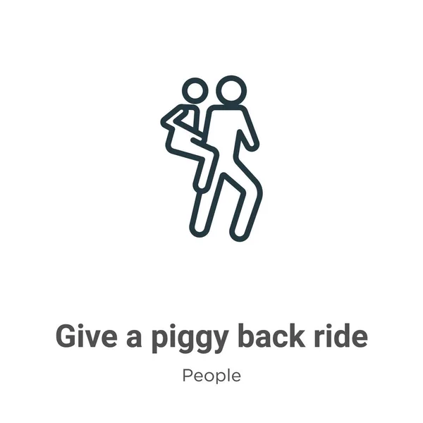 Give Piggy Back Ride Outline Vector Icon Thin Line Black Vector Graphics