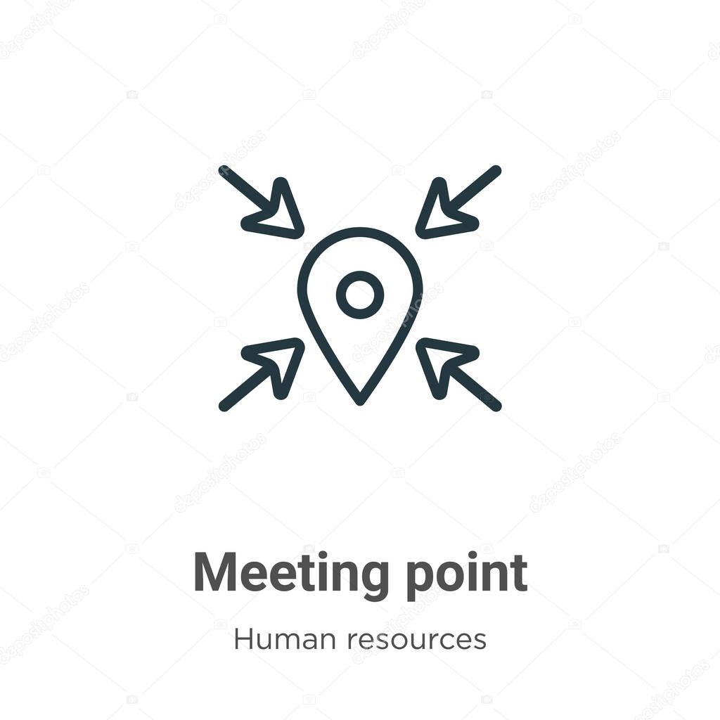 Meeting point outline vector icon. Thin line black meeting point icon, flat vector simple element illustration from editable human resources concept isolated stroke on white background