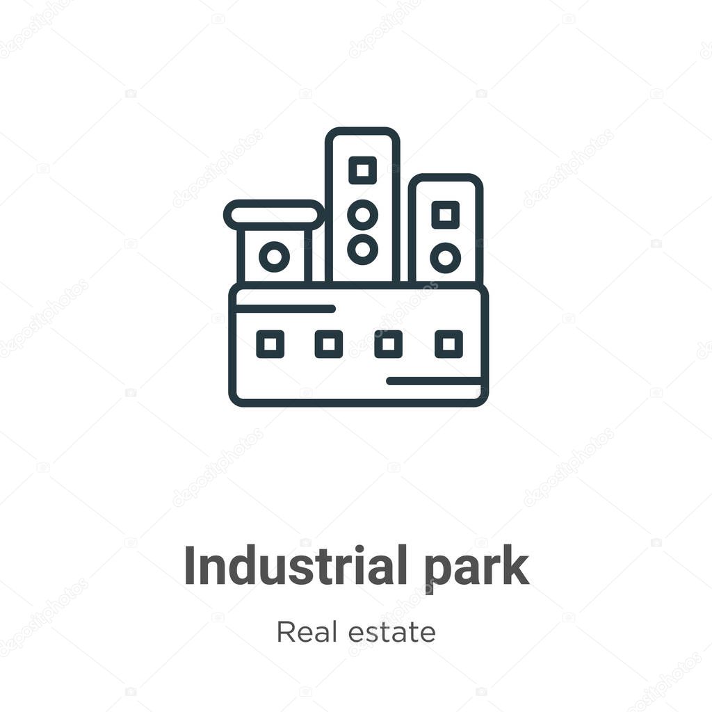 Industrial park outline vector icon. Thin line black industrial park icon, flat vector simple element illustration from editable real estate concept isolated stroke on white background