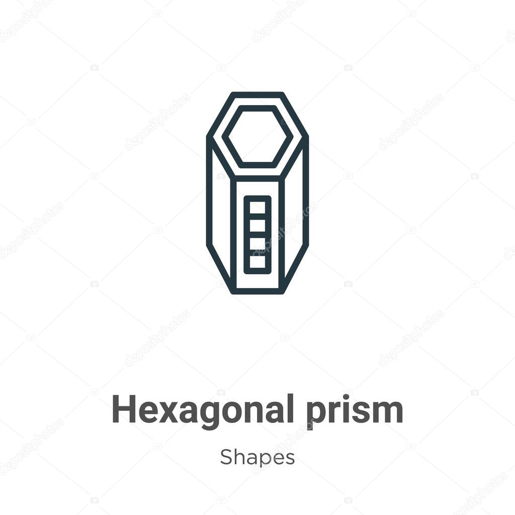 Hexagonal prism outline vector icon. Thin line black hexagonal prism icon, flat vector simple element illustration from editable shapes concept isolated stroke on white background