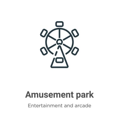Lunapark ana hatları vektör simgesi. İnce çizgi siyah lunapark simgesi, düz vektör basit element illüstrasyonu düzenlenebilir eğlence konseptinden beyaz arkaplanda izole edilmiş vuruş