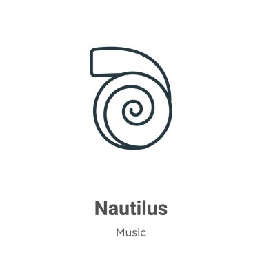 Nautilus ana hat vektör simgesi. İnce çizgi siyah nautilus simgesi, düz vektör basit element illüstrasyonu düzenlenebilir müzik konseptinden beyaz arkaplanda izole edilmiş vuruş