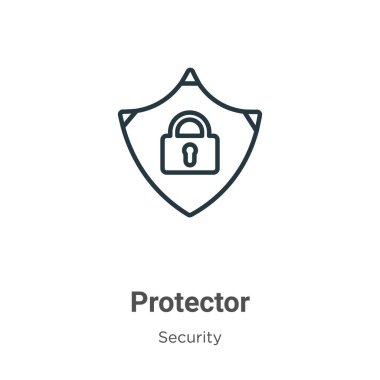 Koruyucu ana hat vektör simgesi. İnce çizgi siyah koruyucu simgesi, düz vektör basit element illüstrasyonu düzenlenebilir güvenlik kavramından beyaz arkaplanda izole edilmiş vuruş