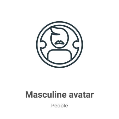 Erkeksi avatar ana hatlı vektör simgesi. İnce çizgi siyah erkek avatar simgesi, düz vektör basit element illüstrasyonu düzenlenebilir insanlardan konsept izole edilmiş beyaz arka plan vuruşu