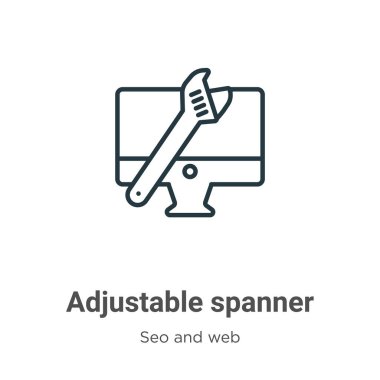 Ayarlanabilir anahtar çizgisi vektör simgesi. İnce çizgi siyah ayarlanabilir anahtar simgesi, düz vektör basit element illüstrasyonu düzenlenebilir seo ve web konsepti beyaz arkaplanda izole edilmiş vuruş