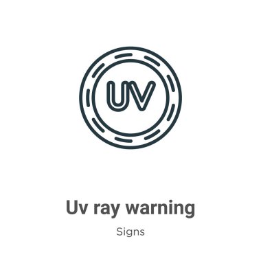 UV ışını ana hatlı vektör simgesi. İnce çizgi siyah uv ışını uyarı simgesi, düz vektör basit element gösterimi düzenlenebilir işaret kavramından izole edilmiş beyaz arkaplan vuruşu