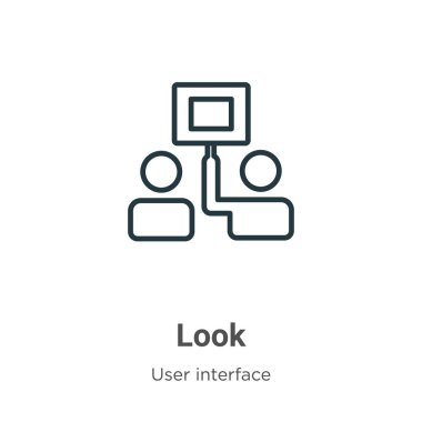 Taslak vektör simgesine bak. İnce çizgi siyah görünüm simgesi, düz vektör basit element illüstrasyonu düzenlenebilir kullanıcı arayüzü kavramından izole edilmiş beyaz arkaplan vuruşu