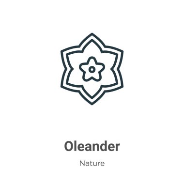 Oleander ana hatlı vektör simgesi. İnce çizgi siyah zakkum ikonu, düz vektör basit element illüstrasyonu düzenlenebilir doğa kavramından beyaz zemin üzerinde izole edilmiş vuruş