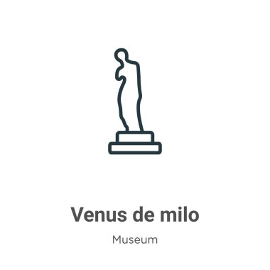 Venus de Milo ana hat vektör ikonu. İnce çizgi siyah venüs de milo simgesi, düz vektör basit element illüstrasyonu düzenlenebilir müze konseptinden beyaz zemin üzerinde izole edilmiş vuruş