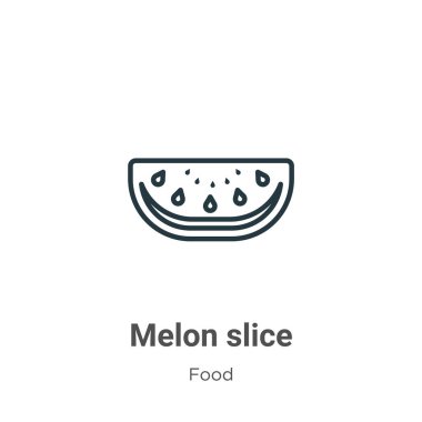 Kavun dilimi vektör ikonu. İnce çizgi siyah kavun dilimi simgesi, düz vektör basit element çizimi, düzenlenebilir gıda kavramından izole edilmiş beyaz arka plan felci