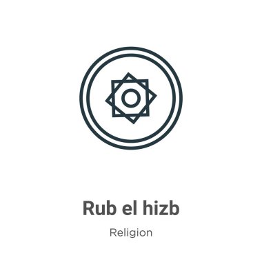 El hizb taslak vektör simgesini ovala. İnce çizgi siyah ovalama el hizb simgesi, düz vektör basit element çizimi, düzenlenebilir din kavramından izole edilmiş beyaz arkaplan vuruşu