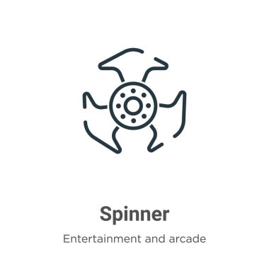 Spinner outline vektör simgesi. İnce çizgi siyah spin simgesi, düz vektör basit element çizimi düzenlenebilir eğlence ve oyun konsepti beyaz arkaplan üzerinde izole vuruş