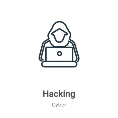Ana hat vektör simgesi hackleniyor. İnce çizgi siyah hack simgesi, düz vektör basit element illüstrasyonuName