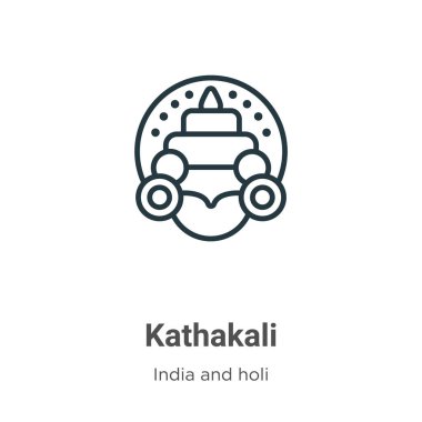 Kathakali ana hat vektör simgesi. İnce çizgi siyah kathakali simgesi, düz vektör basit element illüstrasyonu düzenlenebilir Hindistan kavramından beyaz arkaplanda izole edilmiş vuruş