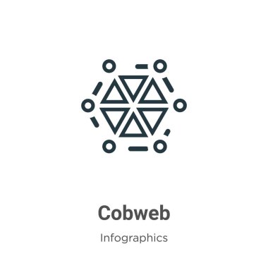 Örümcek ağı çizgisi vektör simgesi. İnce çizgi siyah örümcek ağı simgesi, düz vektör basit element illüstrasyonuName