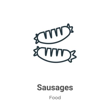 Sosisler vektör simgesini çiziyor. İnce çizgi siyah sosis simgesi, düz vektör basit element illüstrasyonu düzenlenebilir gıda kavramından beyaz zemin üzerinde izole edilmiş felç