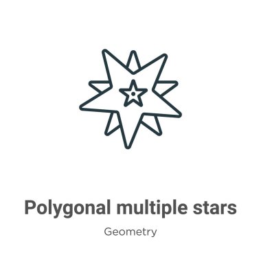 Çokgen çoklu yıldız ana hatlı vektör simgesi. İnce çizgi siyah çokgen çoklu yıldız simgesi, düz vektör basit element gösterimi düzenlenebilir geometri kavramından izole edilmiş beyaz arkaplan vuruşu