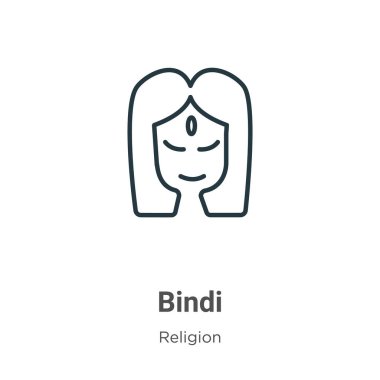 Bindi ana hatlı vektör simgesi. İnce çizgi siyah bindi simgesi, düz vektör basit element illüstrasyonu düzenlenebilir din kavramından beyaz arkaplanda izole edilmiş vuruş