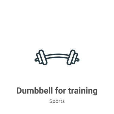 Taslak vektör ikonu eğitimi için Dumbbell. Eğitim simgesi için ince çizgi siyah dambıl, düz vektör basit element gösterimi düzenlenebilir spor konseptinden beyaz arkaplanda izole edilmiş vuruş