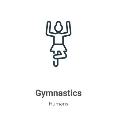 Jimnastik ana hatları vektör simgesi. İnce çizgi siyah jimnastik simgesi, düz vektör basit element illüstrasyonu, düzenlenebilir insan kavramından beyaz arka planda izole edilmiş vuruş.