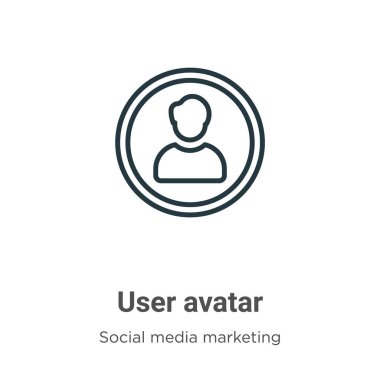 Kullanıcı avatar ana hatları vektör simgesi. İnce çizgi siyah kullanıcı avatar simgesi, düz vektör basit element illüstrasyonuName