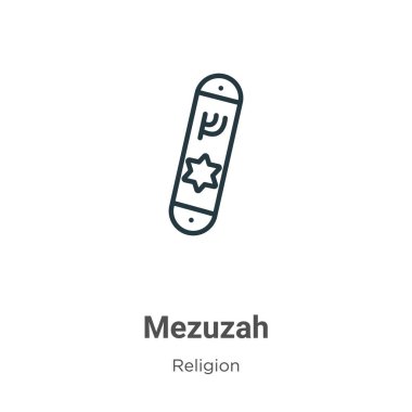Mezuzah ana hat vektör simgesi. İnce çizgi siyah mezuzah simgesi, düz vektör basit element çizimi, düzenlenebilir din kavramından izole edilmiş beyaz arka plan vuruşu