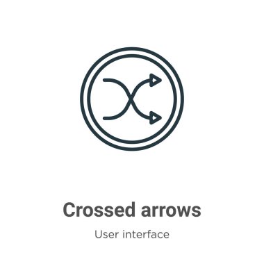 Çapraz oklar vektör simgesini çiziyor. İnce çizgi siyah çapraz ok simgesi, düz vektör basit element çizimi düzenlenebilir kullanıcı arayüzü kavramından beyaz arkaplanda izole edilmiş vuruş