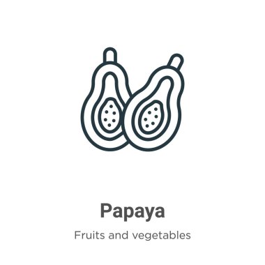 Papaya ana hatlı vektör simgesi. İnce çizgi siyah papaya simgesi, düz vektör basit element illüstrasyonuName
