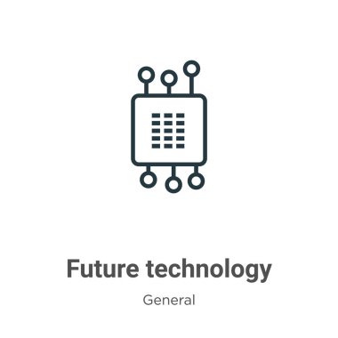 Gelecekteki teknoloji taslak vektör ikonu. İnce çizgi siyah gelecek teknoloji simgesi, düz vektör basit element çizimi, düzenlenebilir genel konseptten izole edilmiş beyaz arkaplan vuruşu