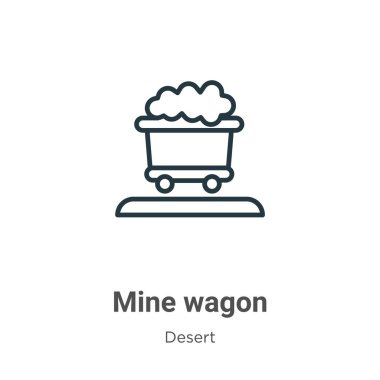 Benimki ise vektör ikonu. İnce çizgi siyah maden vagonu ikonu, düz vektör basit element illüstrasyonu düzenlenebilir çöl kavramından beyaz zemin üzerinde izole edilmiş vuruş