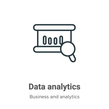 Veri analizi ana hatlı vektör simgesi. İnce çizgi siyah veri analiz ikonu, düz vektör basit element çizimi düzenlenebilir iş ve analitik konsepti beyaz arkaplanda izole vuruş